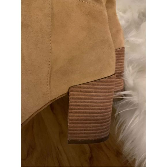 Steve Madden Tan Suede Leather Chunky Heel Full Length Tall Boots Size 8.5 - Picture 6 of 6
